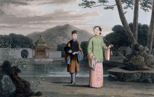 Chinese Lady with Pavilion in Background, from 